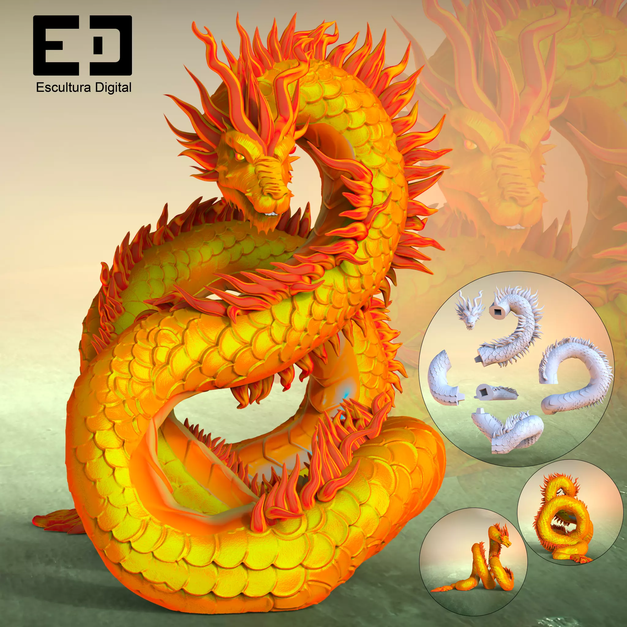 Dragon chino - Chinese dragon 3D print model_0