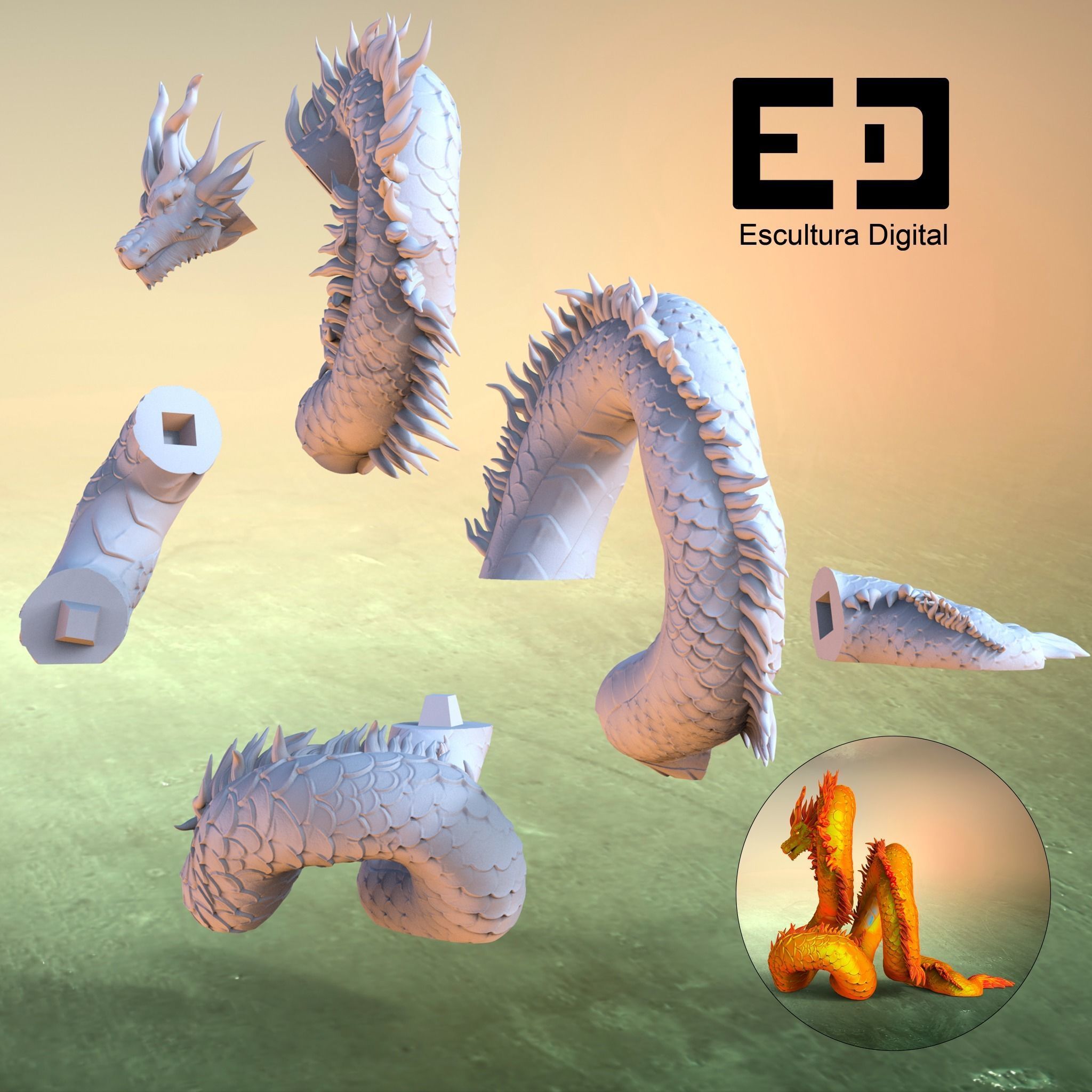 Dragon chino - Chinese dragon 3D print model_3