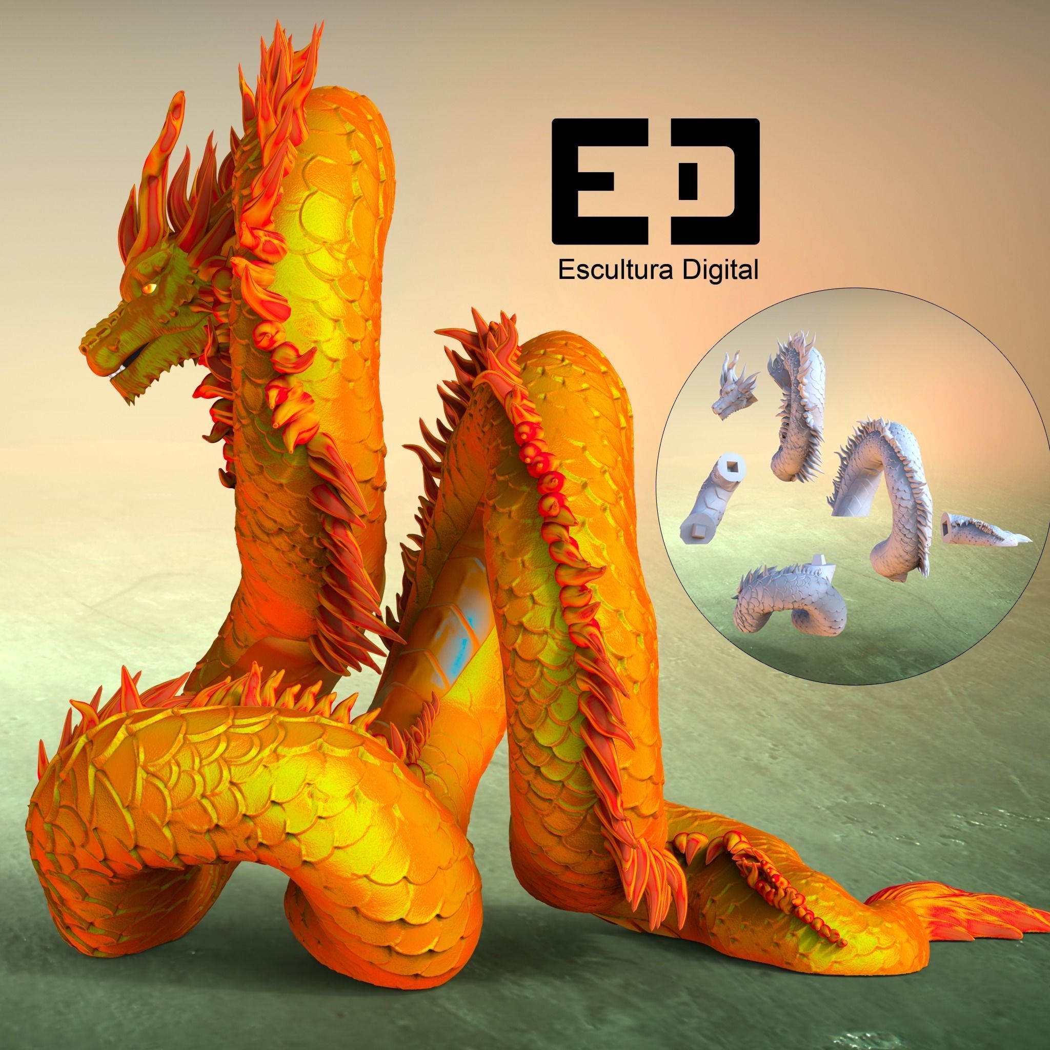 Dragon chino - Chinese dragon 3D print model_2