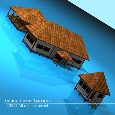 Resort buildings 3D model_8