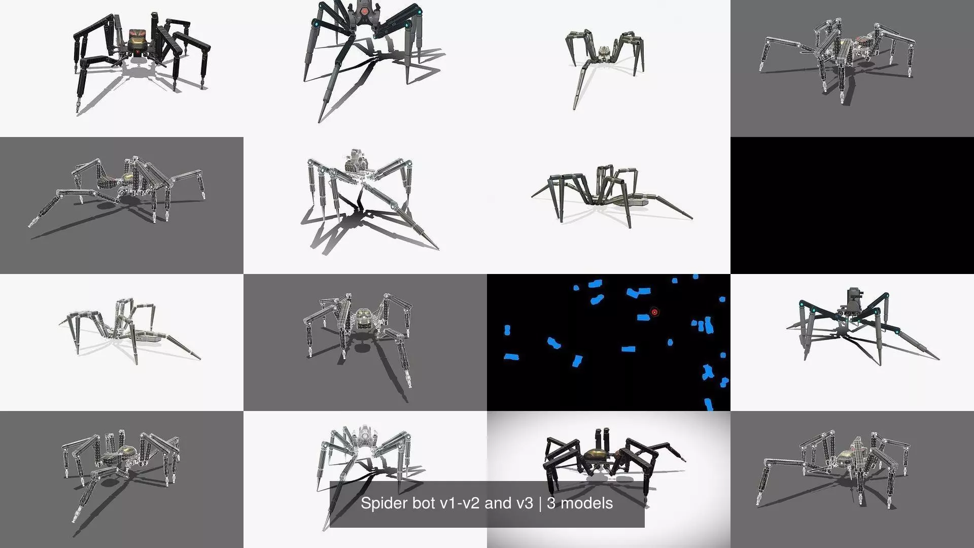 Spider bot v1-v2 and v3 3D Model Collection_0