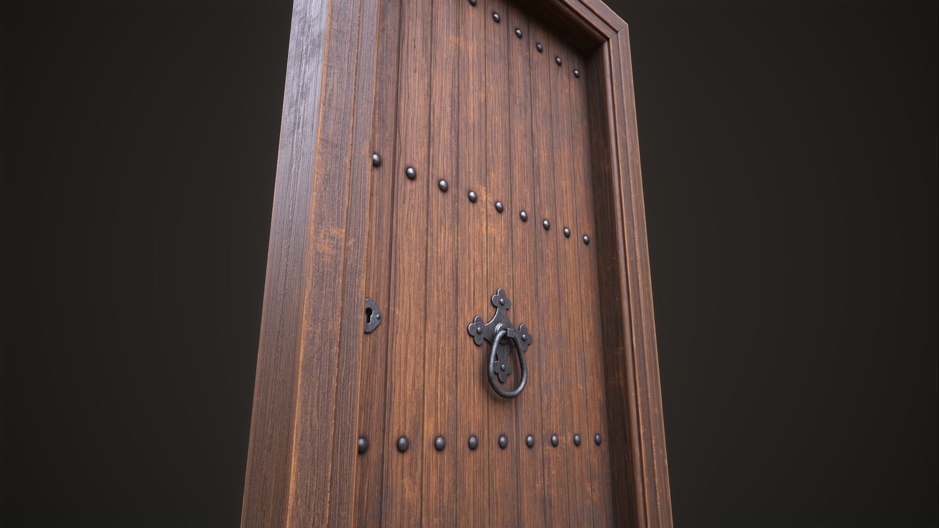 Wooden old front door Low-poly 3D model_6