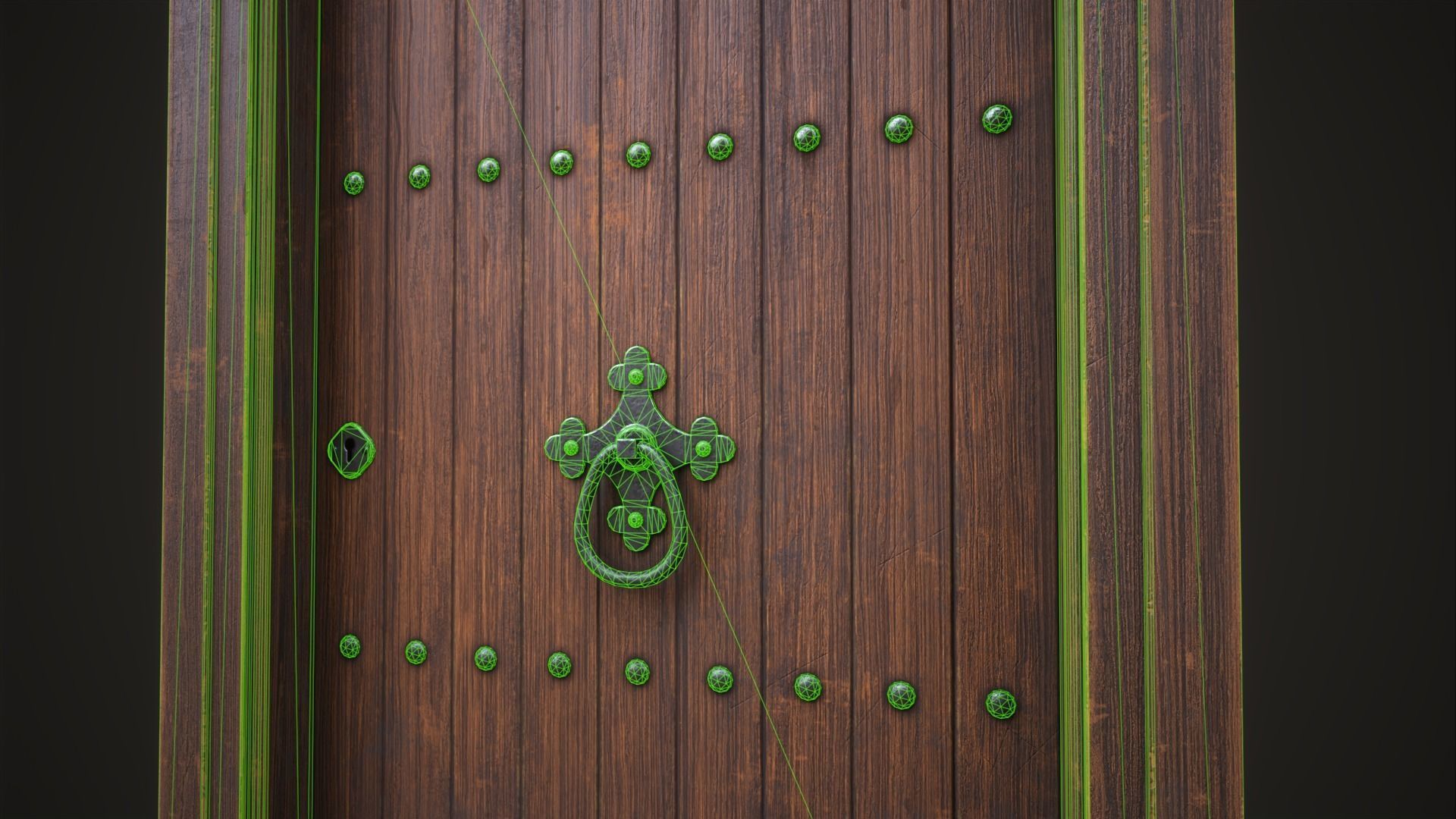 Wooden old front door Low-poly 3D model_11