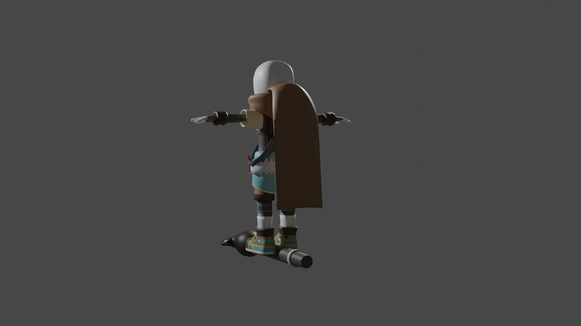 Skull Boy Low-poly 3D model_2