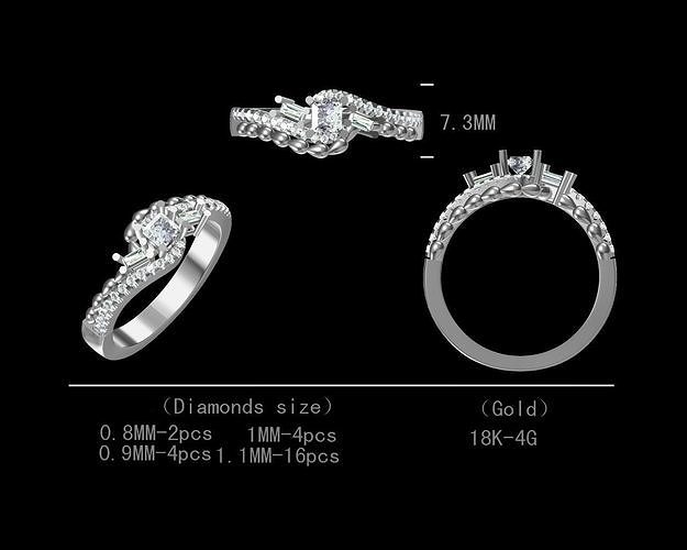 Stylish Engagement Women Diamond Ring 3D Model Free 3D print model