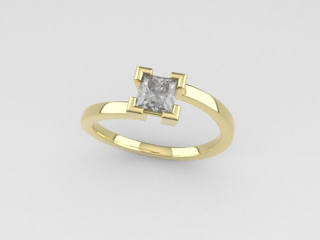 CROSS HOOP SOLITAIRE RING 3D print model_1