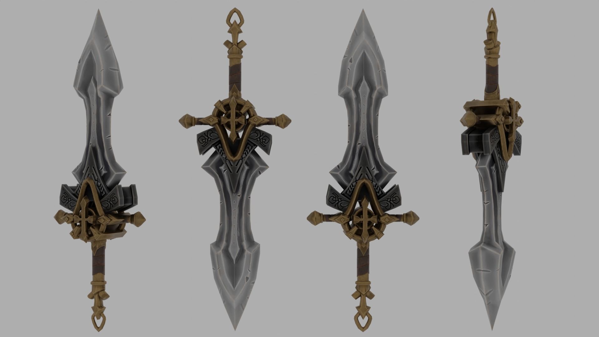 Stylised Sword - Game Ready - Low Poly - PBR 3D Model Low-poly 3D model_2