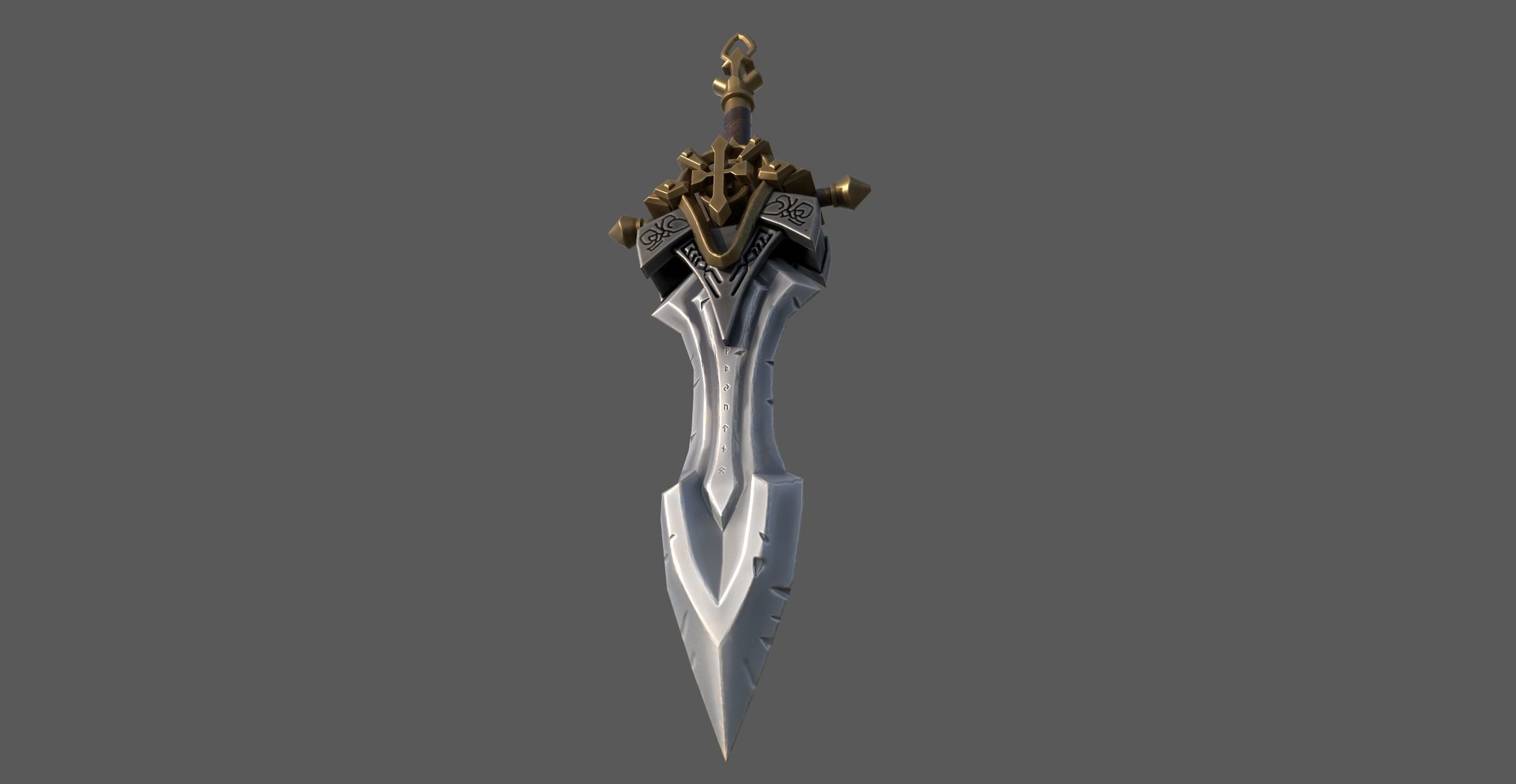 Stylised Sword - Game Ready - Low Poly - PBR 3D Model Low-poly 3D model_1