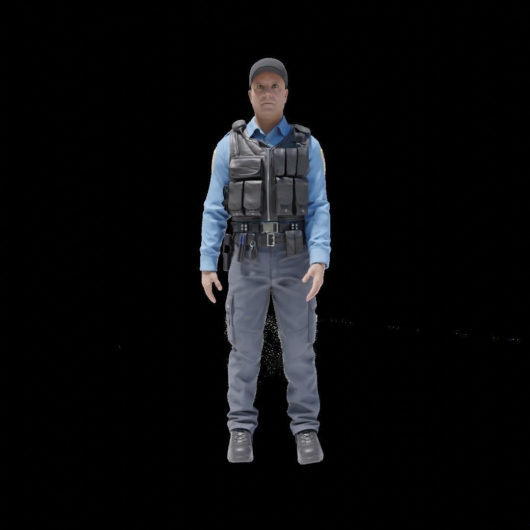 Police Officer RIGGED Game Ready Low-poly 3D model_16