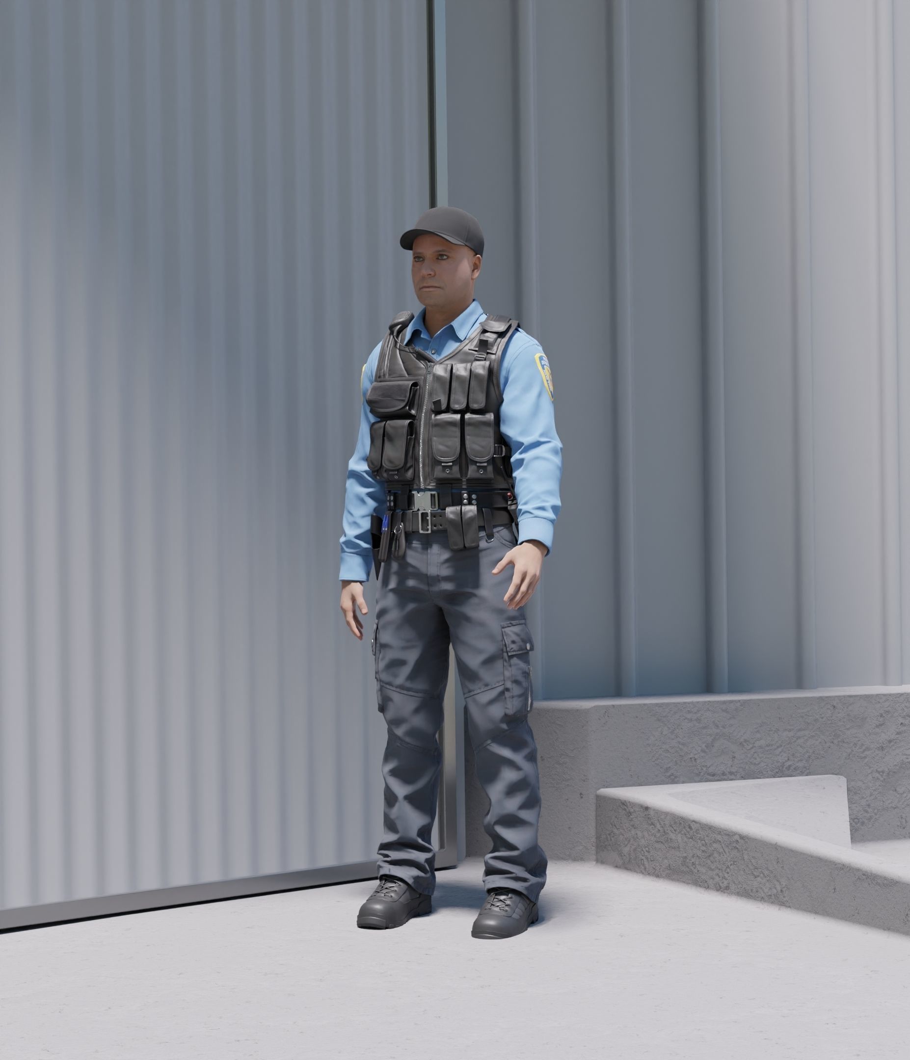 Police Officer RIGGED Game Ready Low-poly 3D model_6