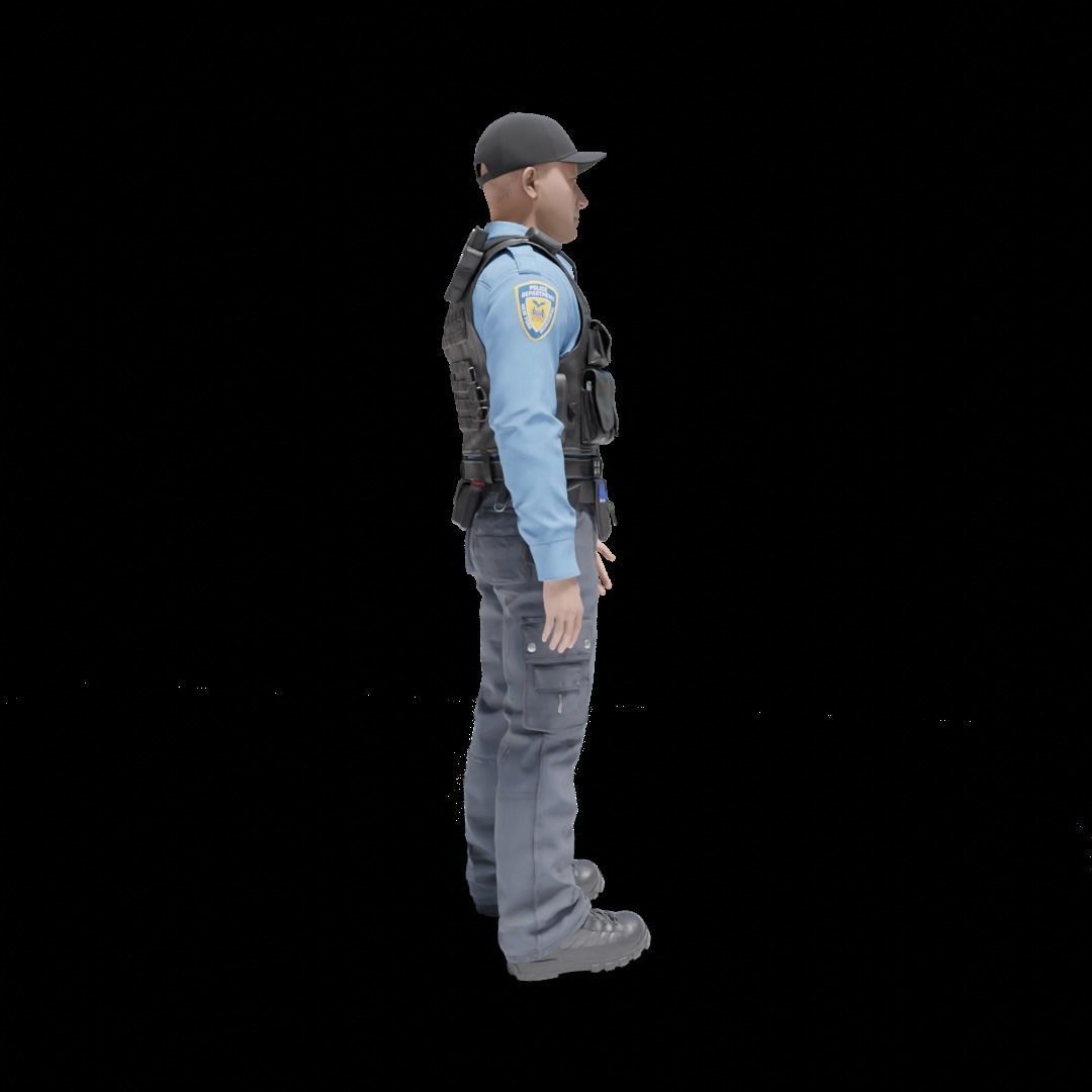 Police Officer RIGGED Game Ready Low-poly 3D model_9