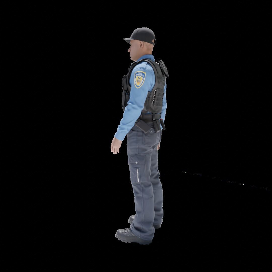 Police Officer RIGGED Game Ready Low-poly 3D model_13