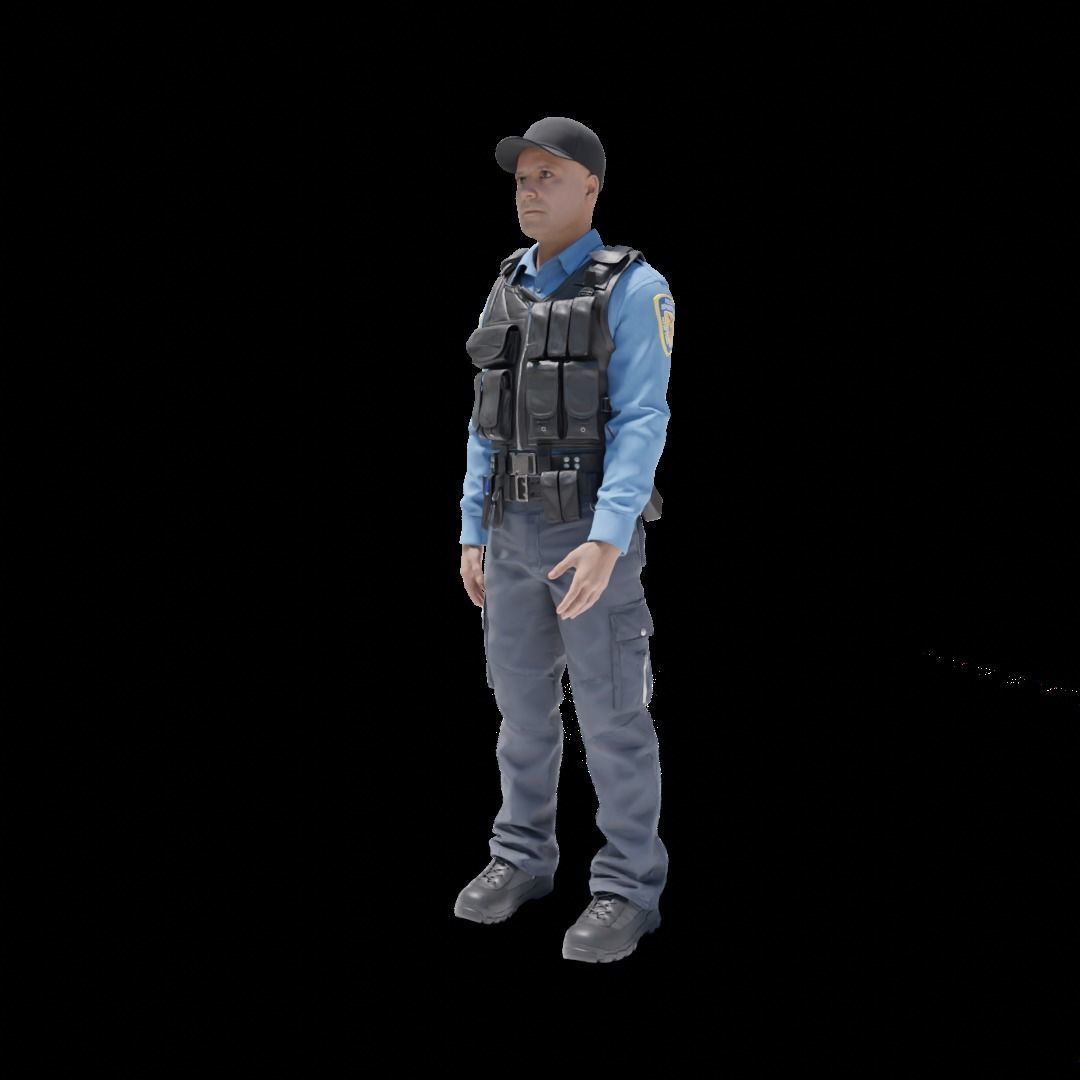 Police Officer RIGGED Game Ready Low-poly 3D model_15