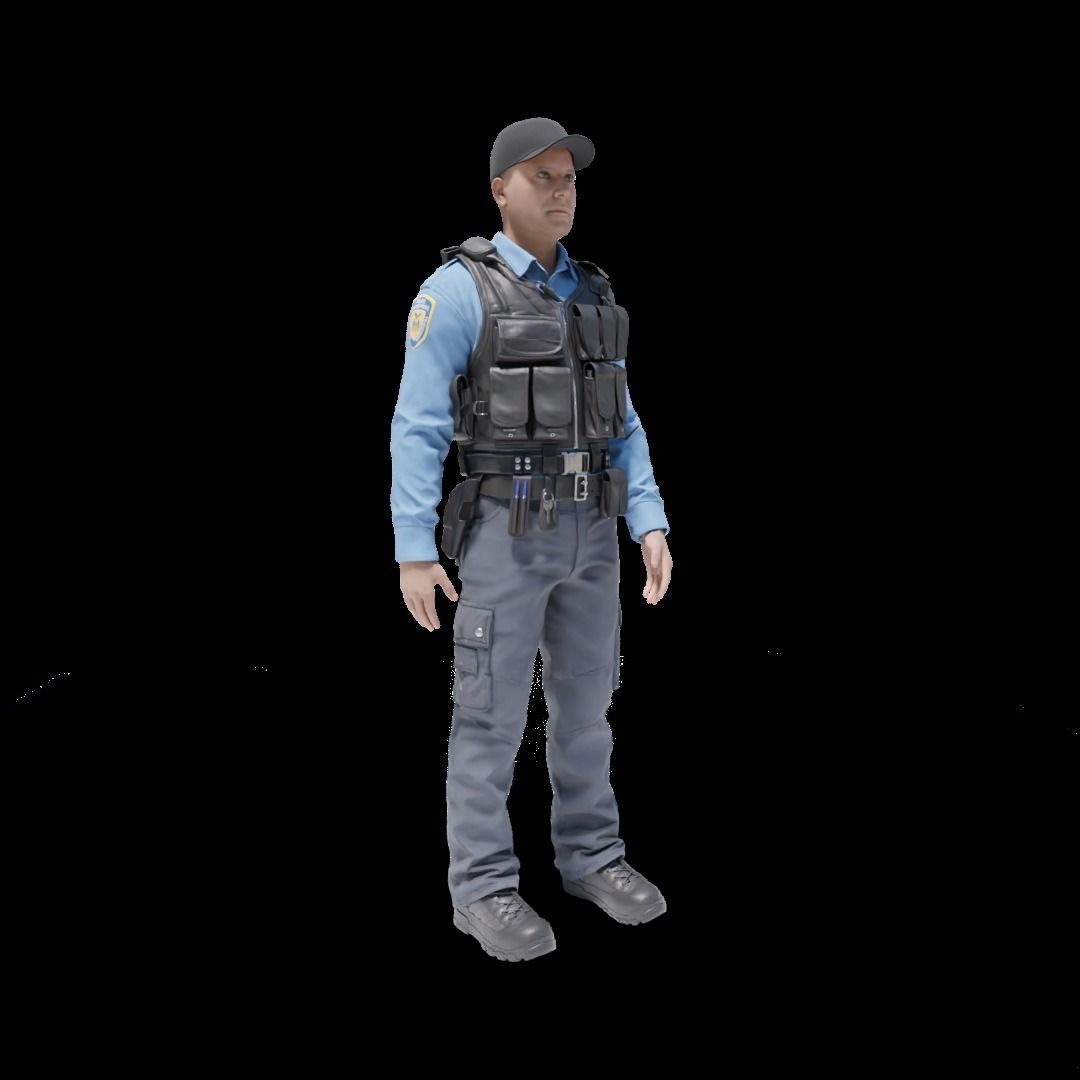 Police Officer RIGGED Game Ready Low-poly 3D model_7