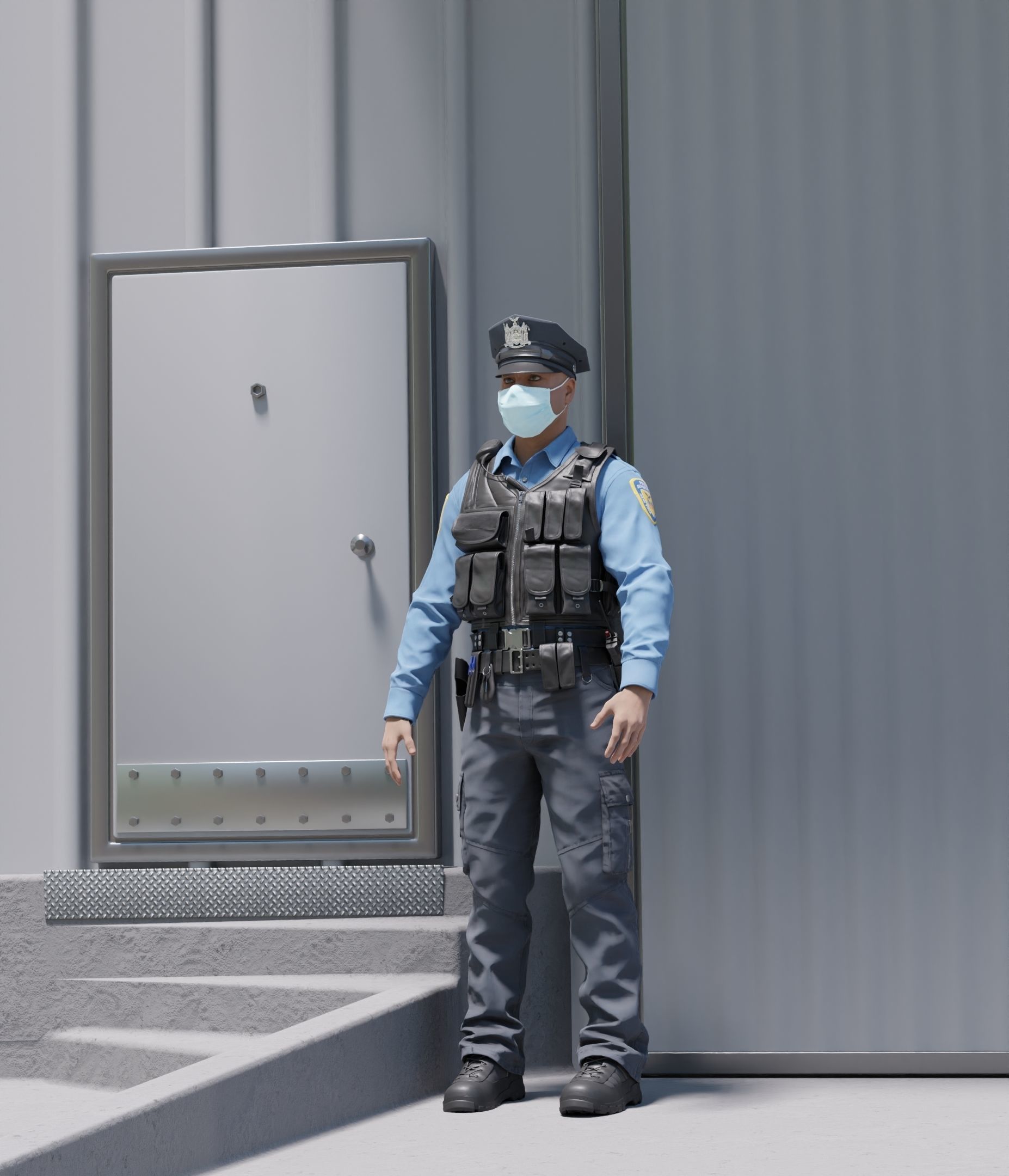 Police Officer RIGGED Game Ready Low-poly 3D model_3