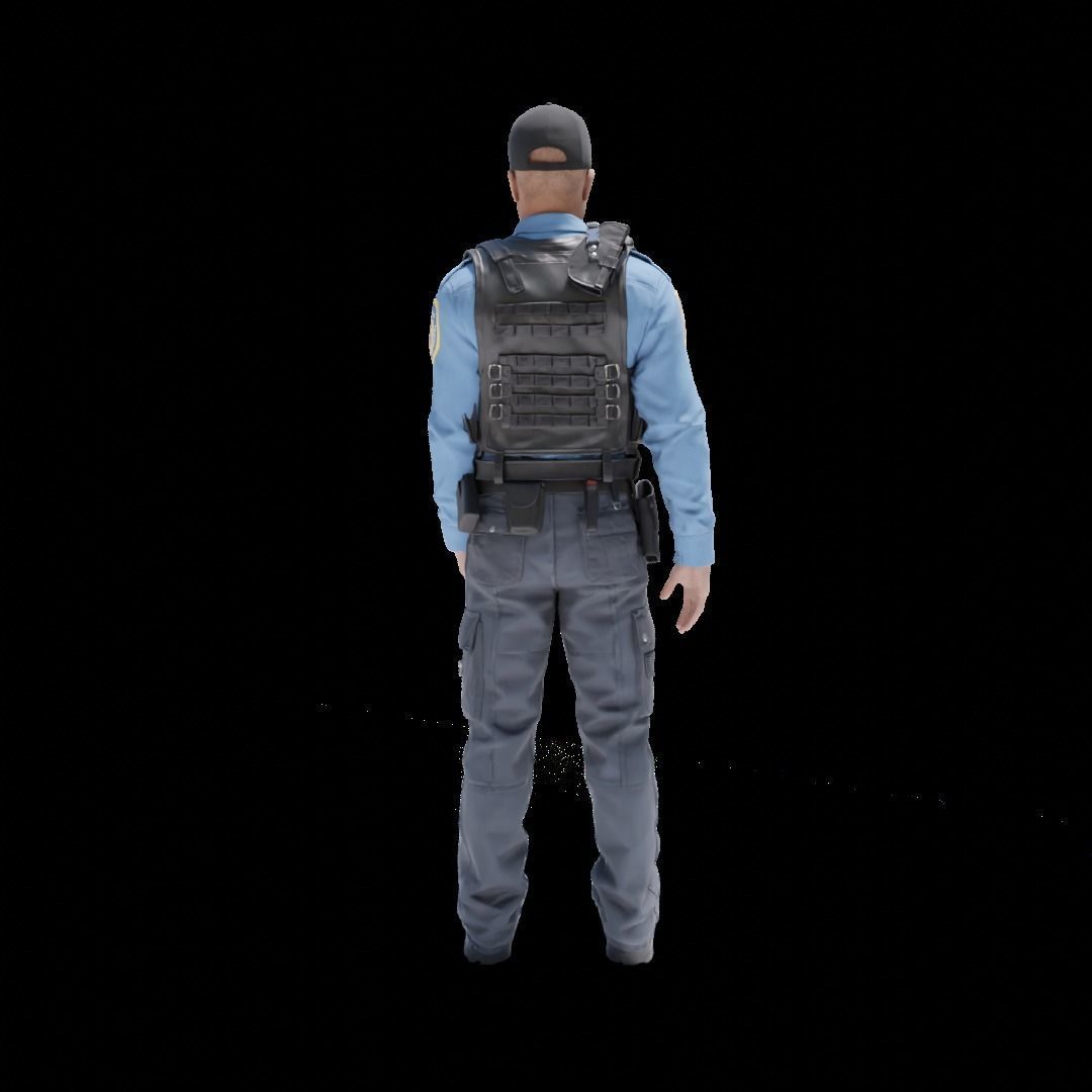 Police Officer RIGGED Game Ready Low-poly 3D model_11