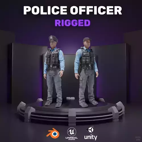 Police Officer RIGGED Game Ready Low-poly 3D model