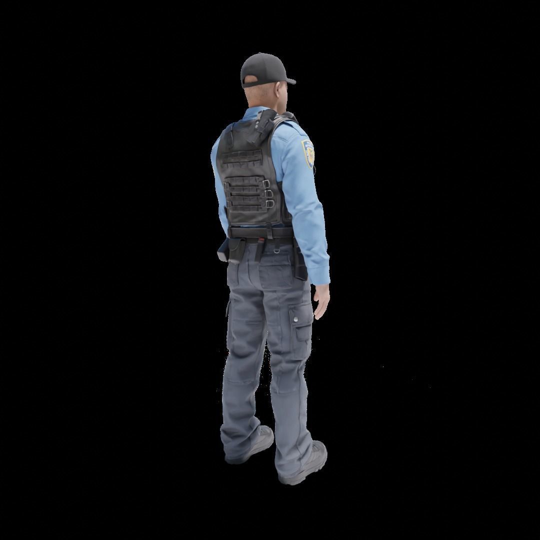 Police Officer RIGGED Game Ready Low-poly 3D model_10