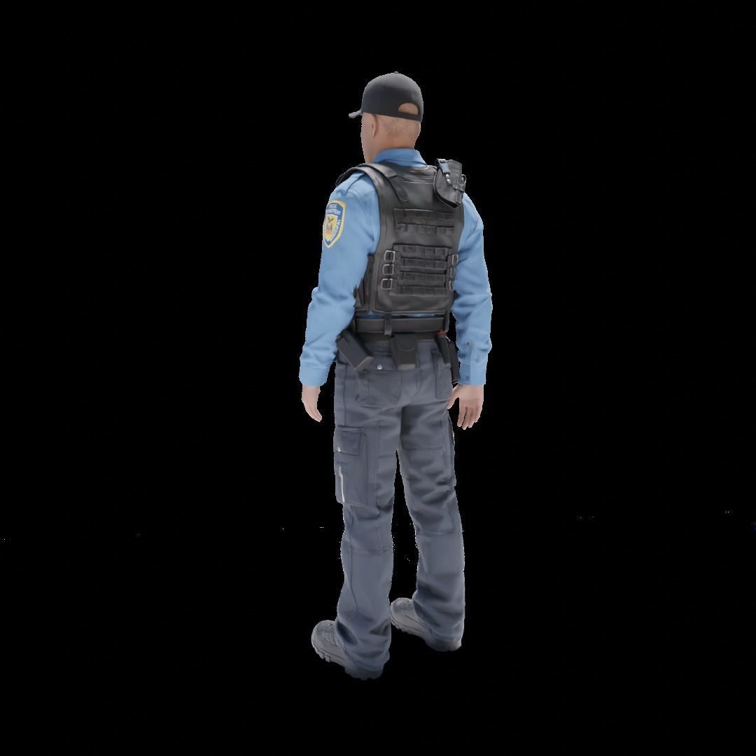 Police Officer RIGGED Game Ready Low-poly 3D model_12