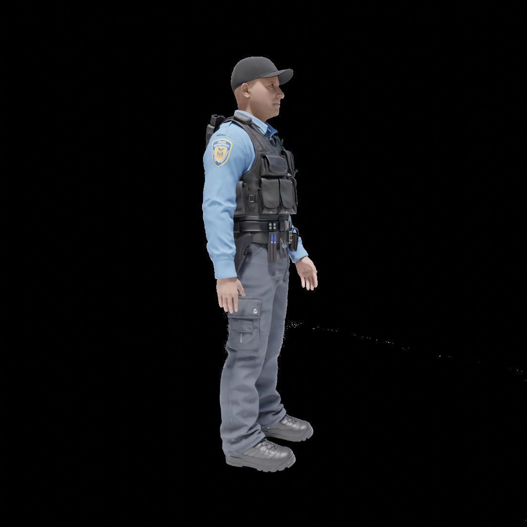 Police Officer RIGGED Game Ready Low-poly 3D model_8