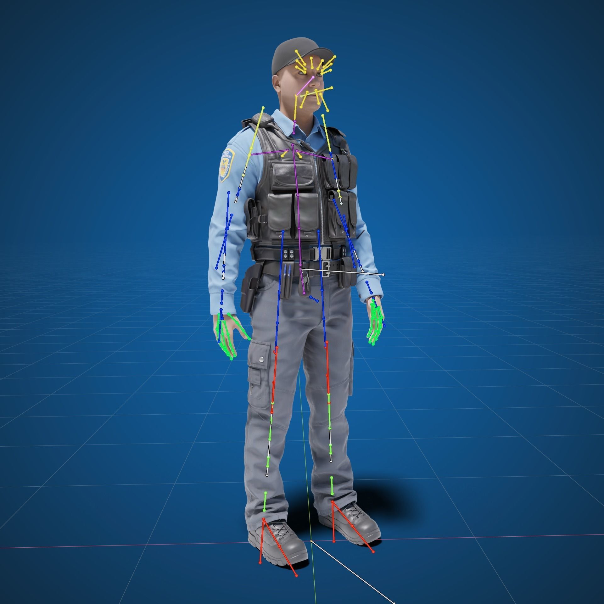 Police Officer RIGGED Game Ready Low-poly 3D model_1