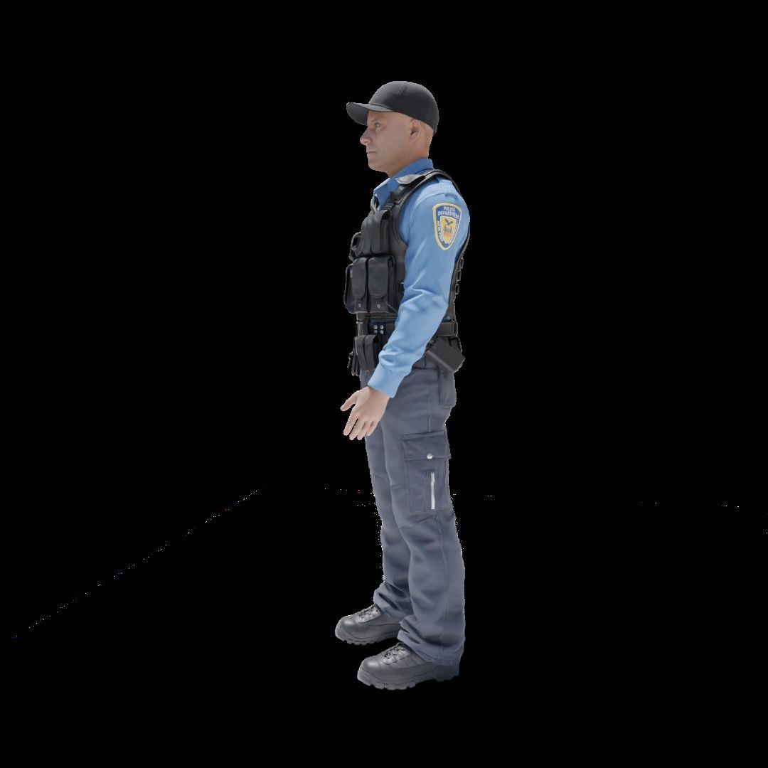 Police Officer RIGGED Game Ready Low-poly 3D model_14