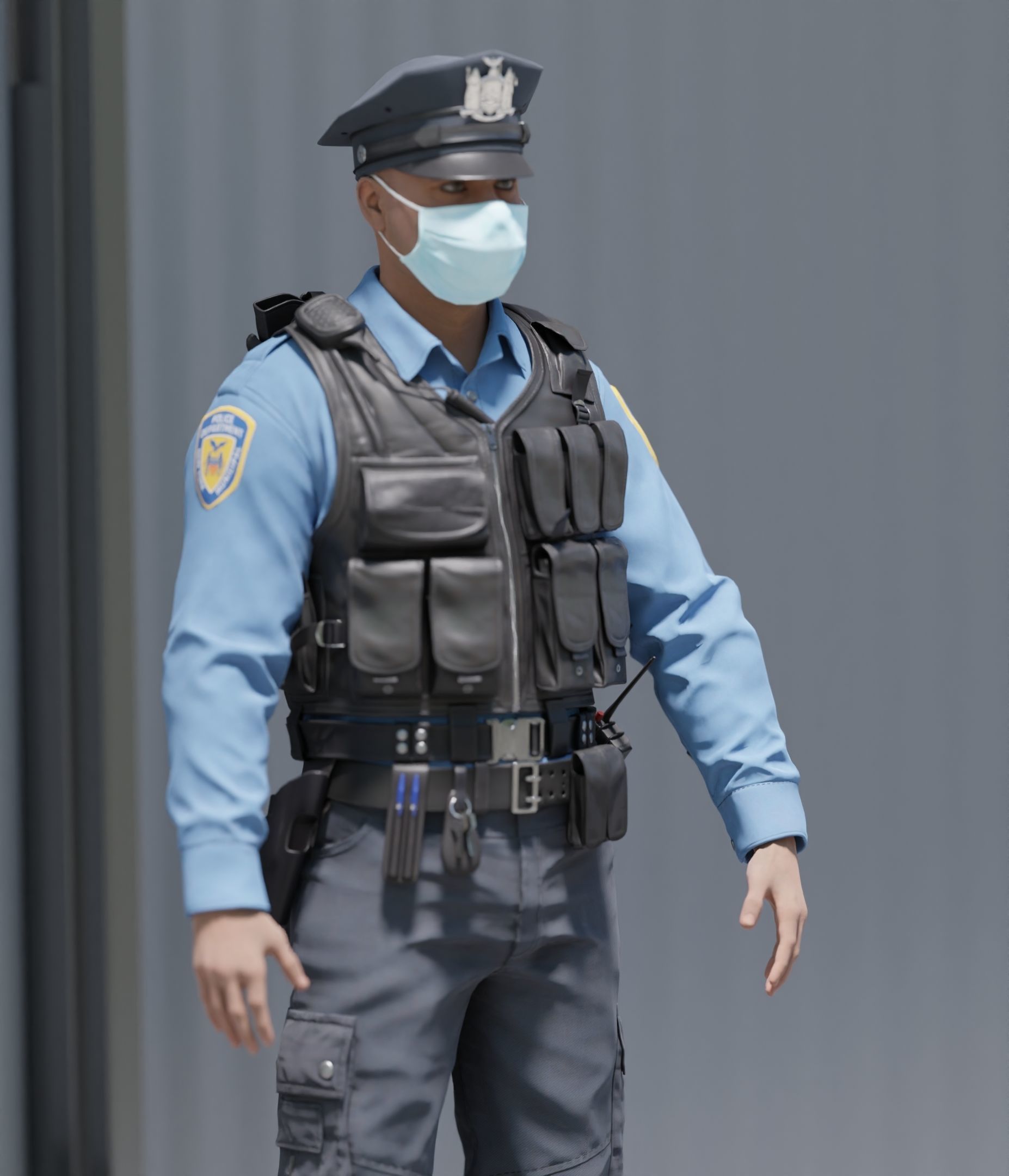 Police Officer RIGGED Game Ready Low-poly 3D model_5