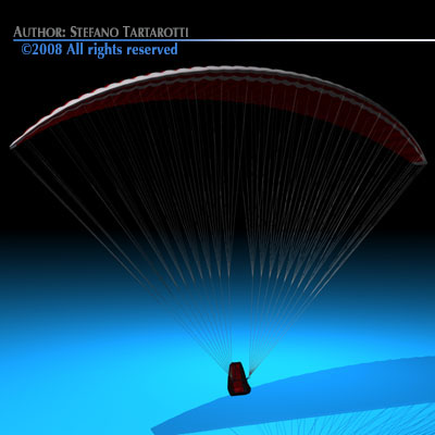 Red Paraglider 3D model_2