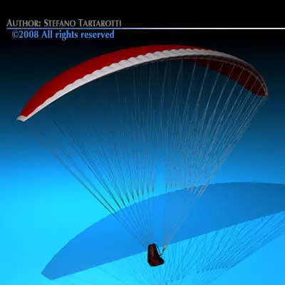 Red Paraglider 3D model_0
