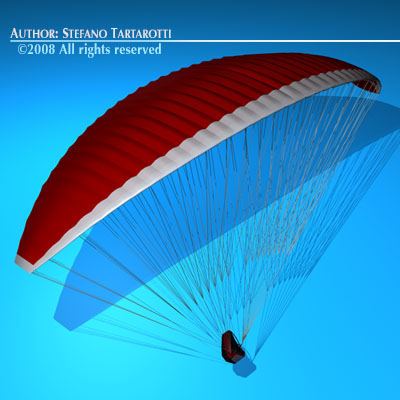 Red Paraglider 3D model_4