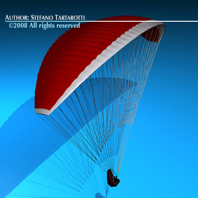 Red Paraglider 3D model_3