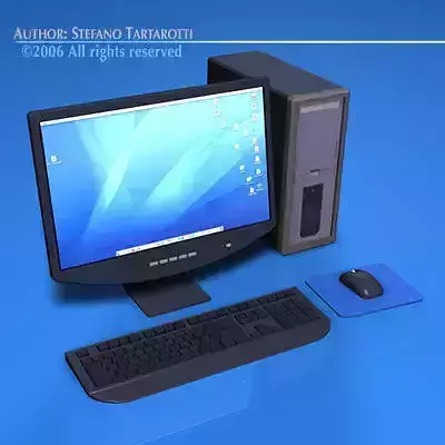 Computer desktop with keyboard and mouse