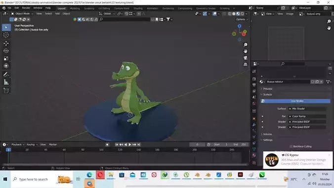 cartoon crocodile blender no rigged