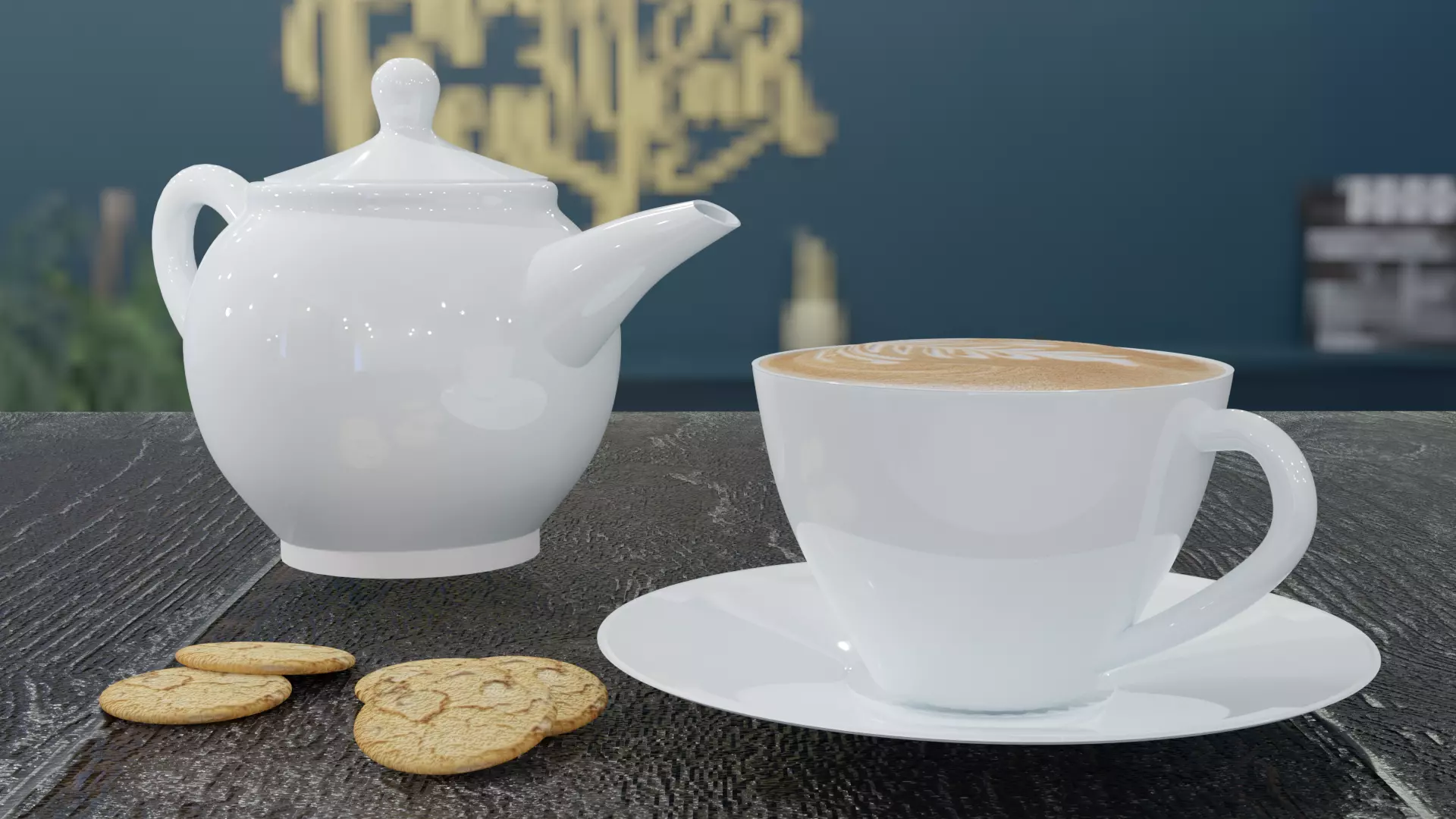 Mug and Cup Set 3D Model - Blender Cycles Render 3D model