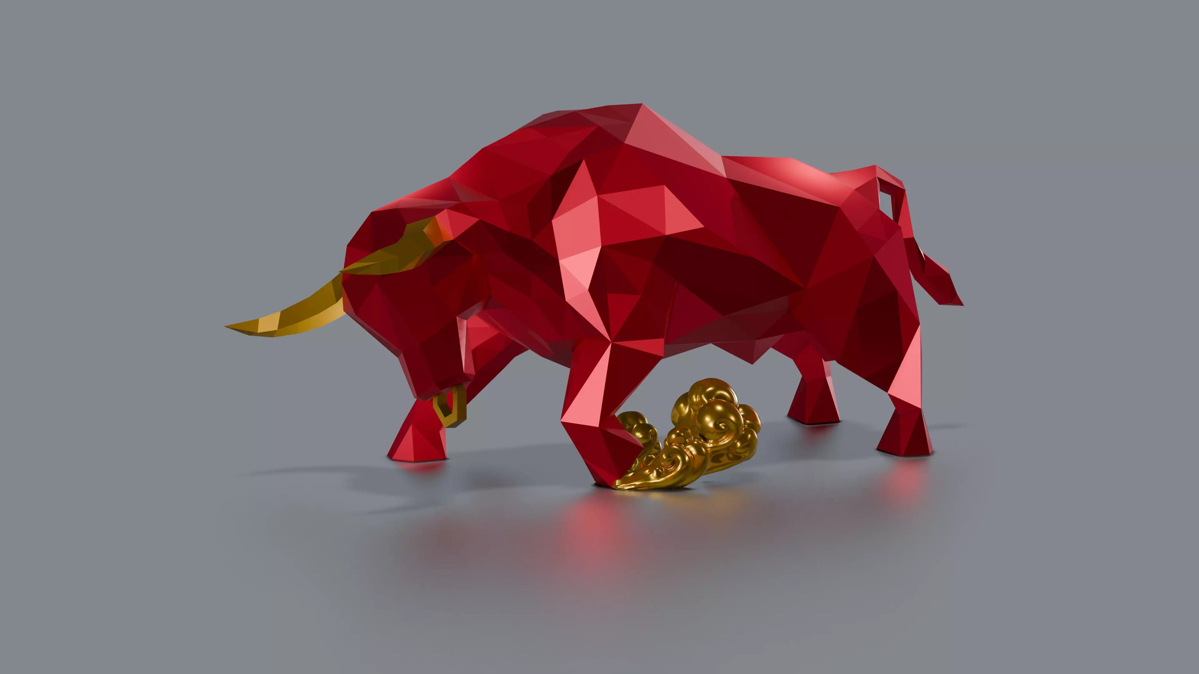 Urus buffalo 3d polygonal sculpture 3D print model