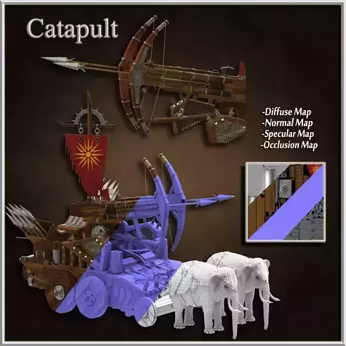 Catapult   Low-poly 3D model