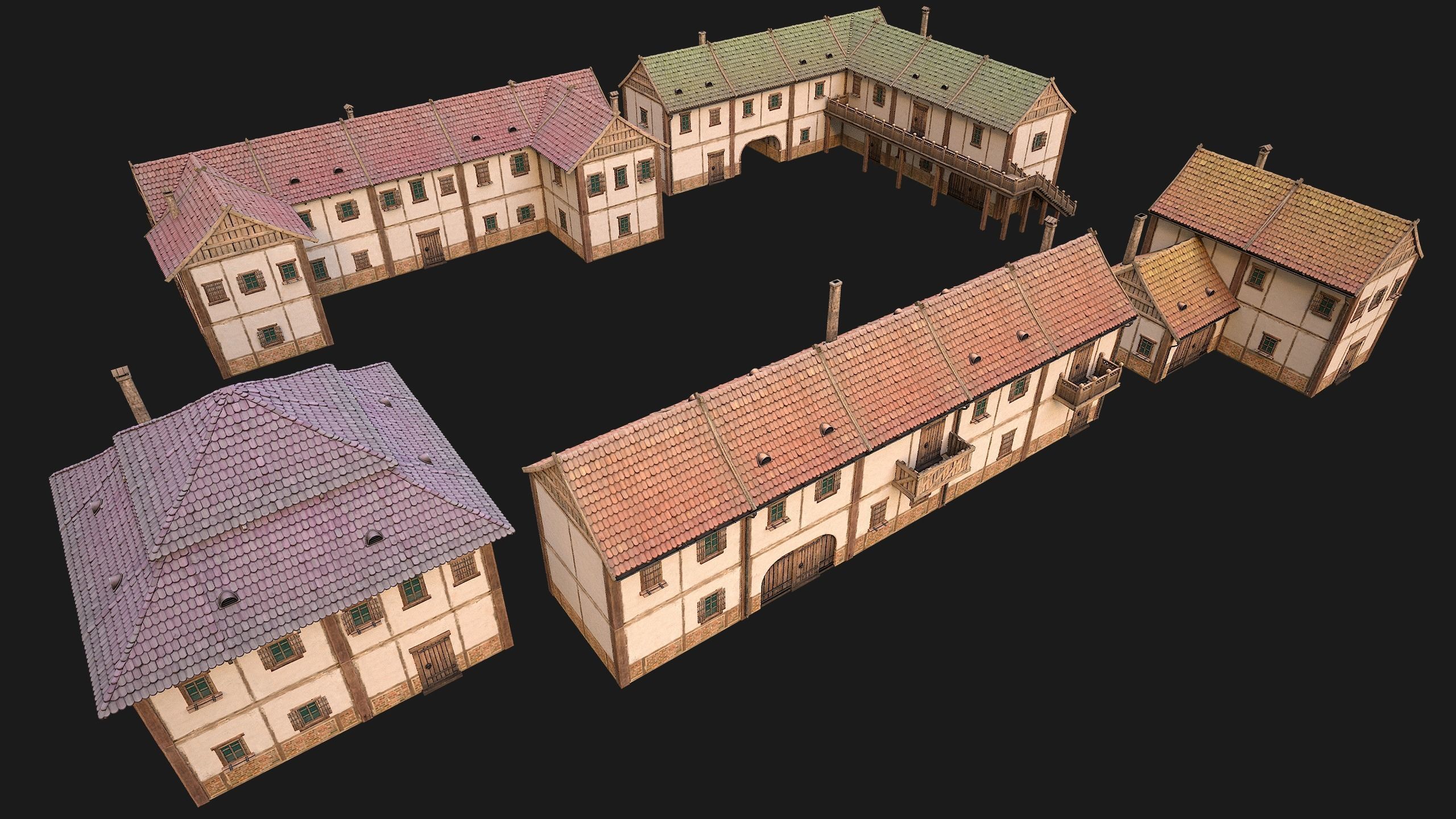 Medieval City Pack  10 Buildings  Low-poly 3D model_7