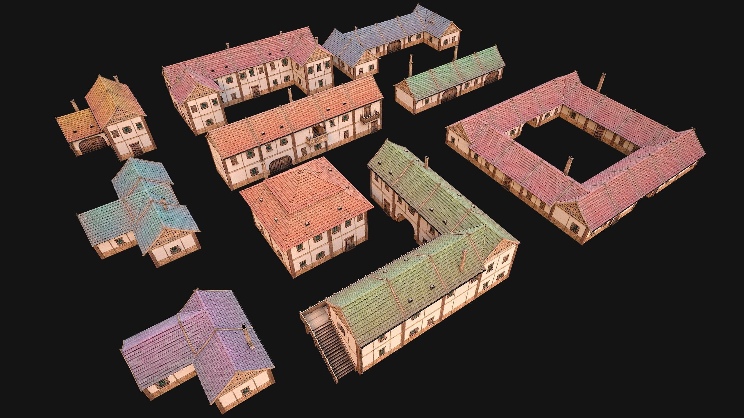 Medieval City Pack  10 Buildings  Low-poly 3D model_3