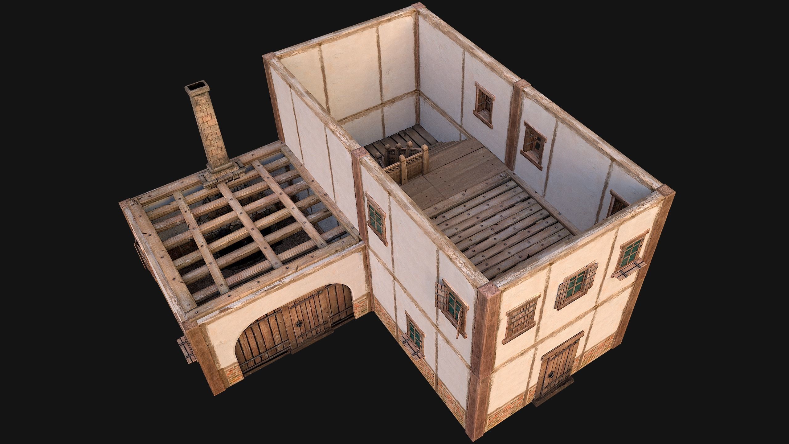 Medieval City Pack  10 Buildings  Low-poly 3D model_66