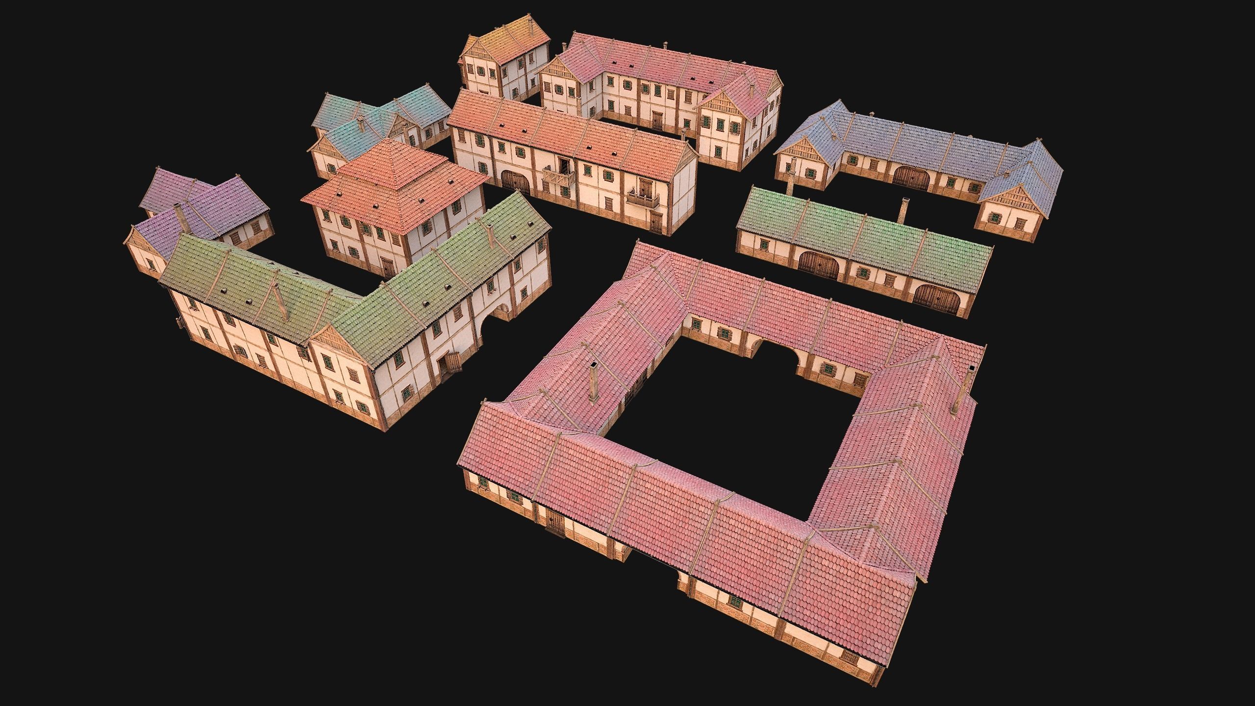 Medieval City Pack  10 Buildings  Low-poly 3D model_2