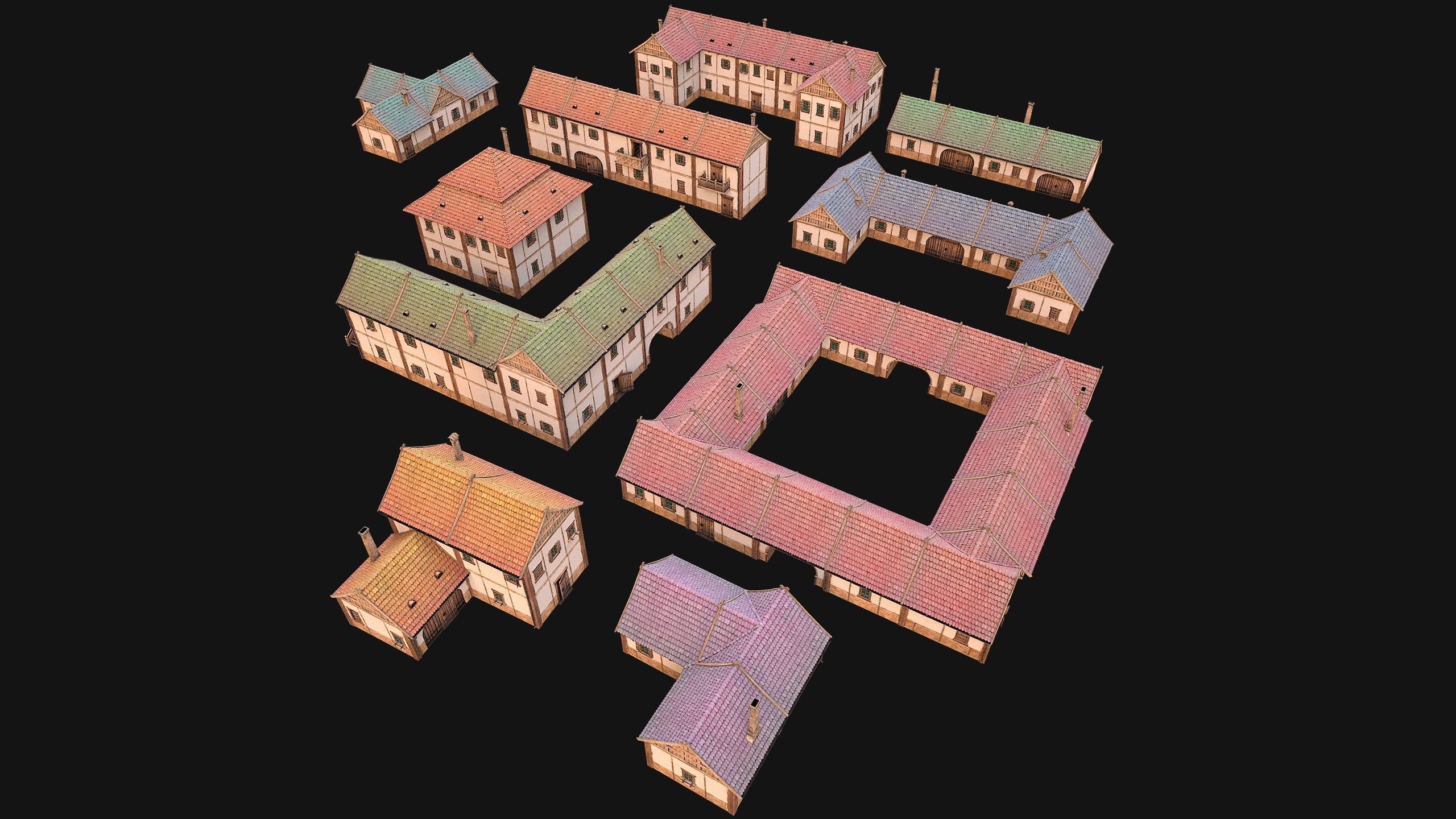 Medieval City Pack  10 Buildings  Low-poly 3D model_6