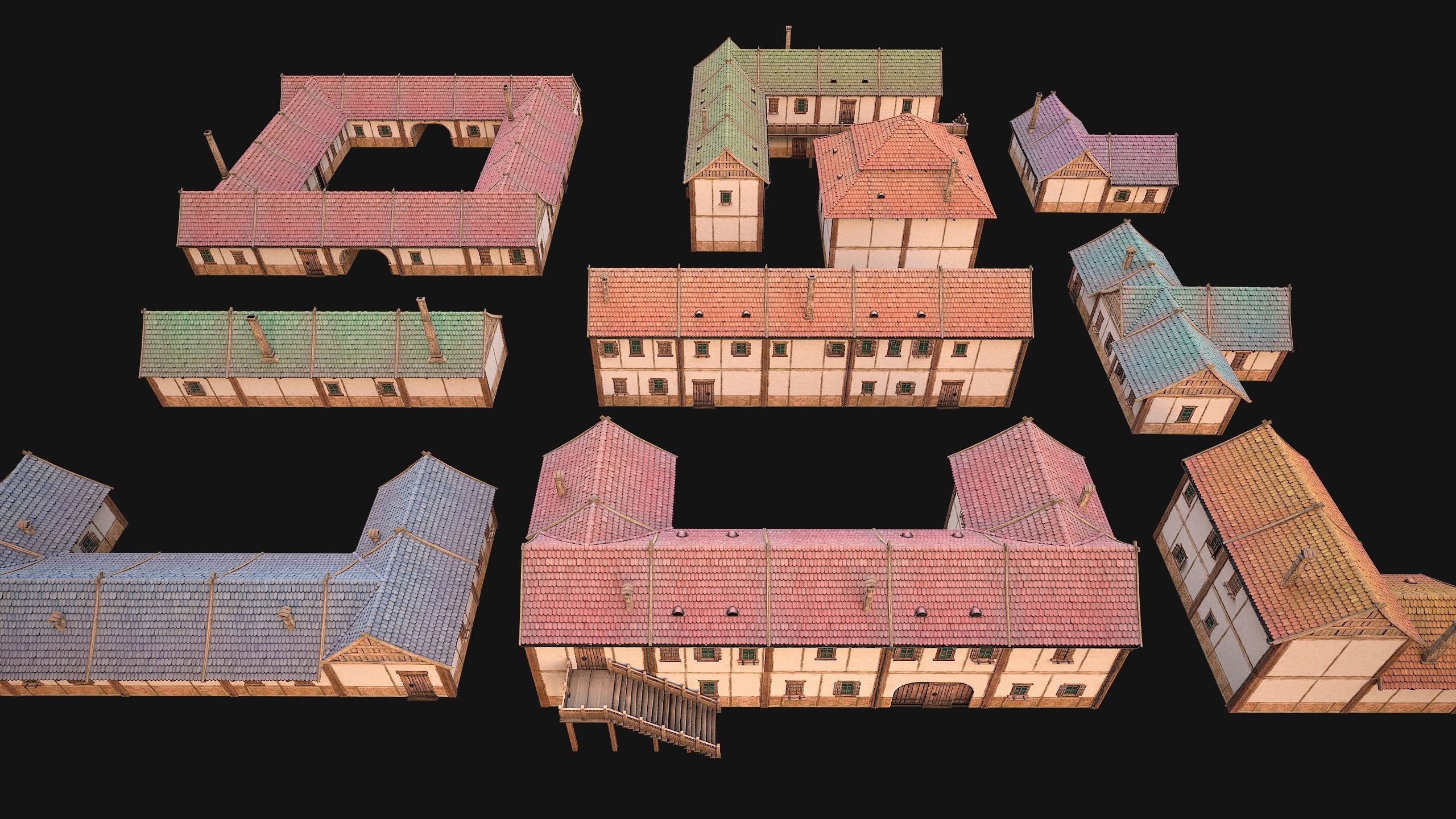 Medieval City Pack  10 Buildings  Low-poly 3D model_5