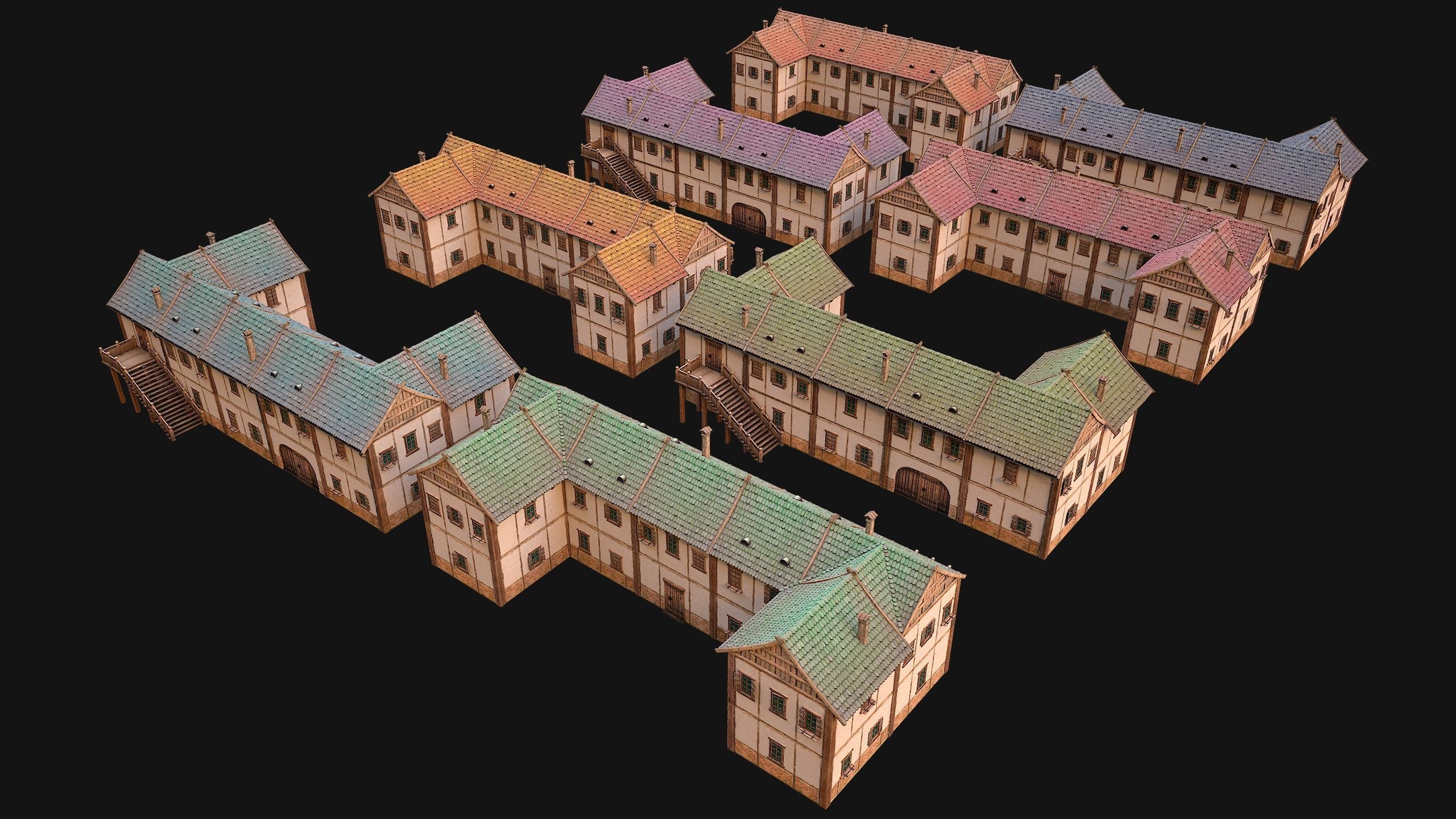 Medieval City Pack  10 Buildings  Low-poly 3D model_37