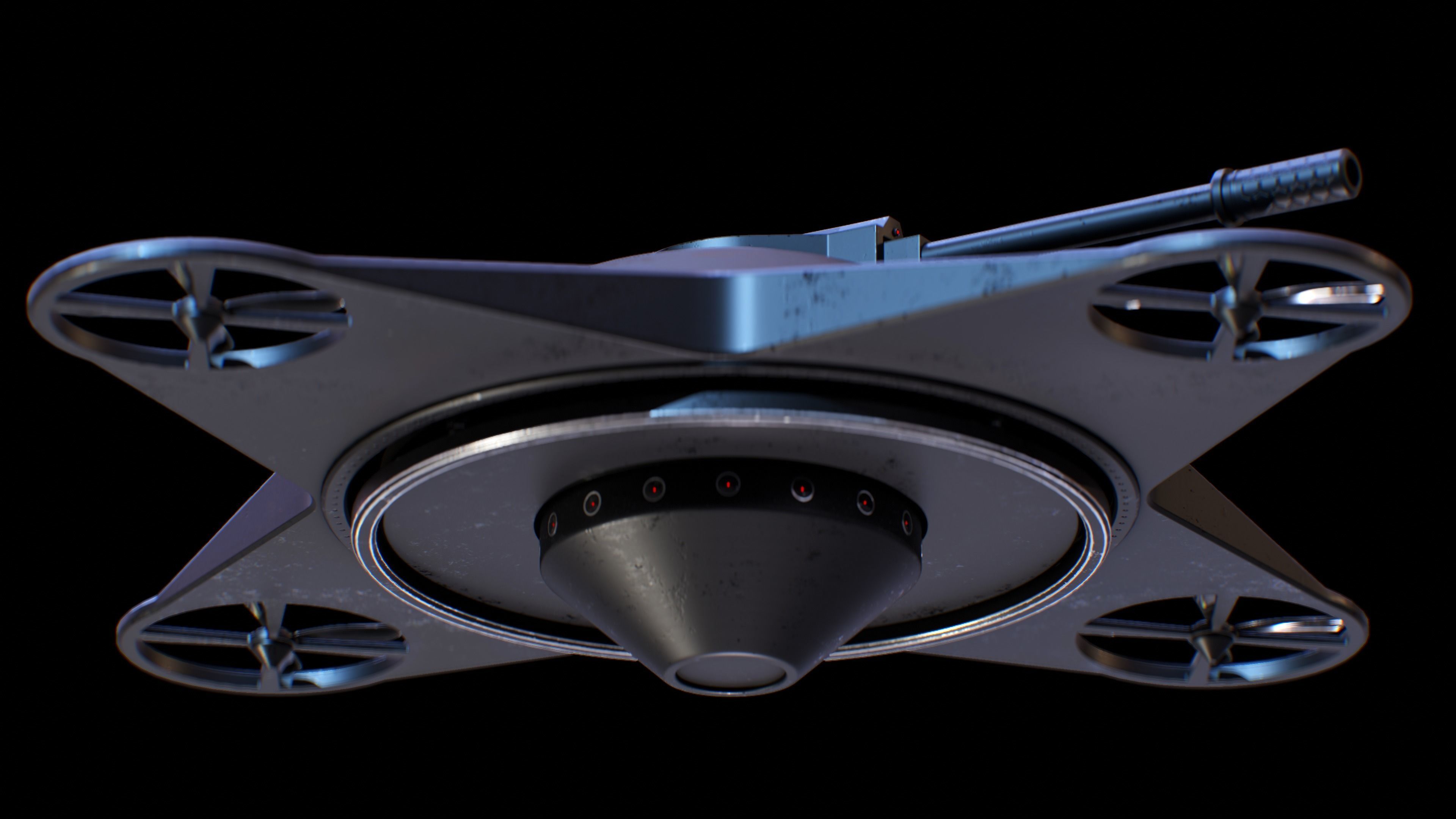 Sci-Fi Military Drone Low-poly 3D model_7