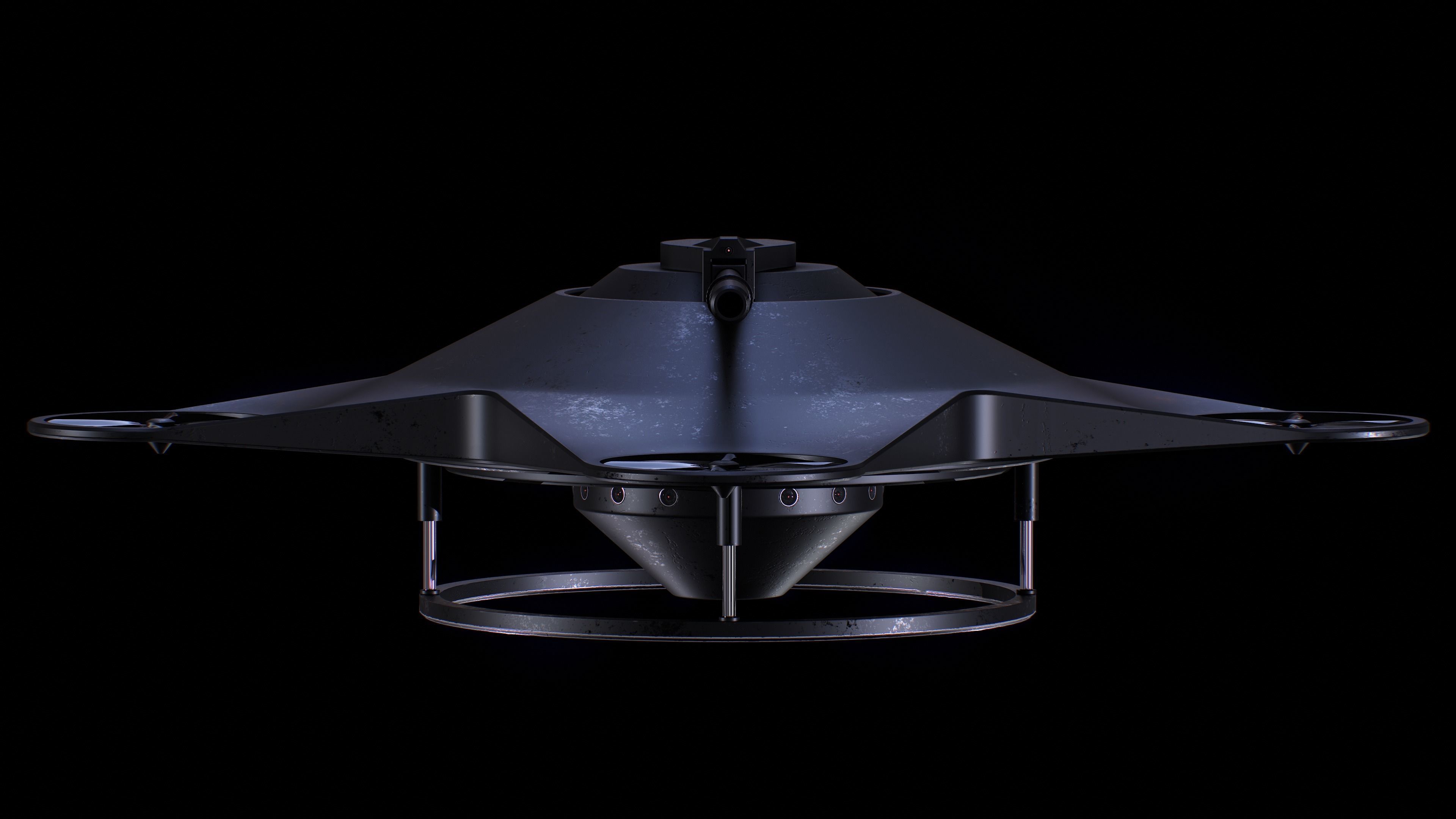 Sci-Fi Military Drone Low-poly 3D model_6