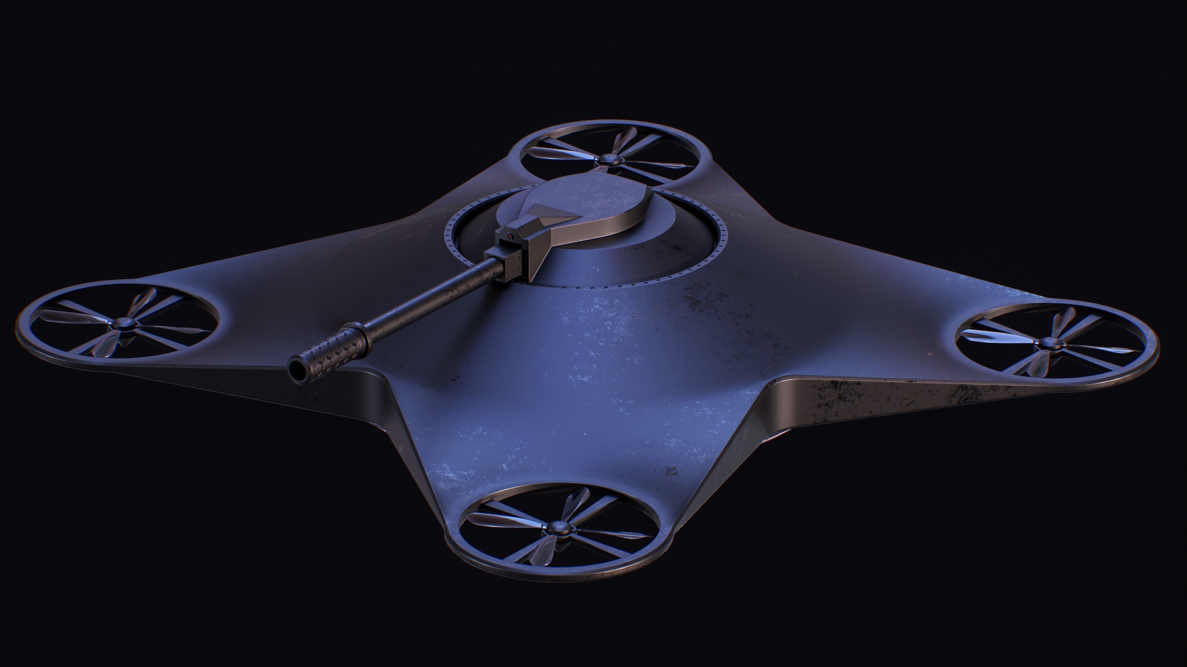 Sci-Fi Military Drone Low-poly 3D model_3