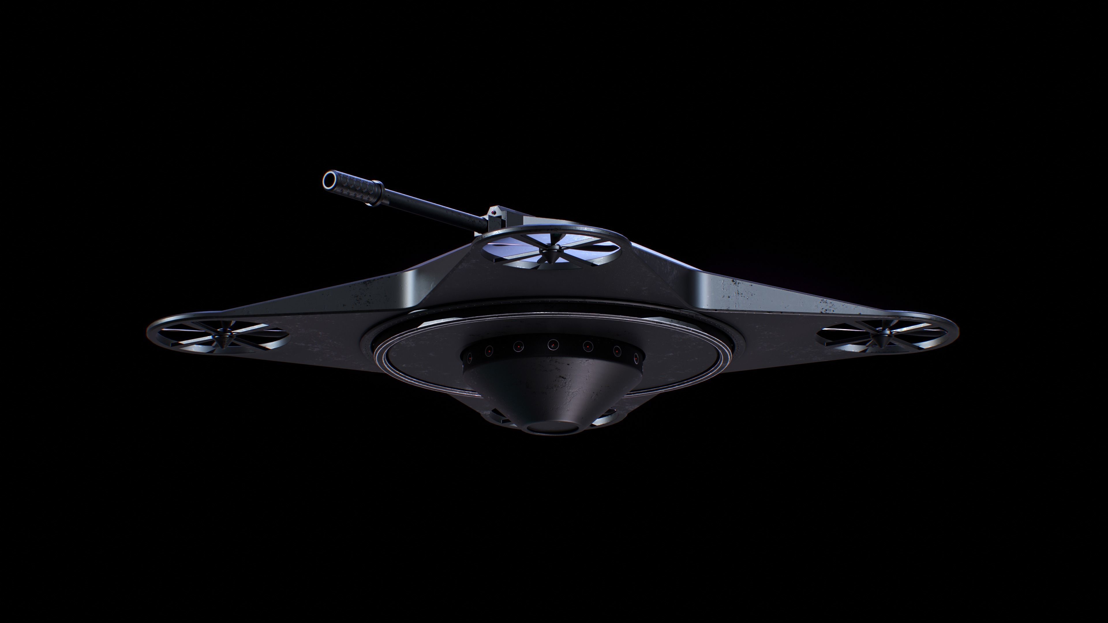 Sci-Fi Military Drone Low-poly 3D model_4