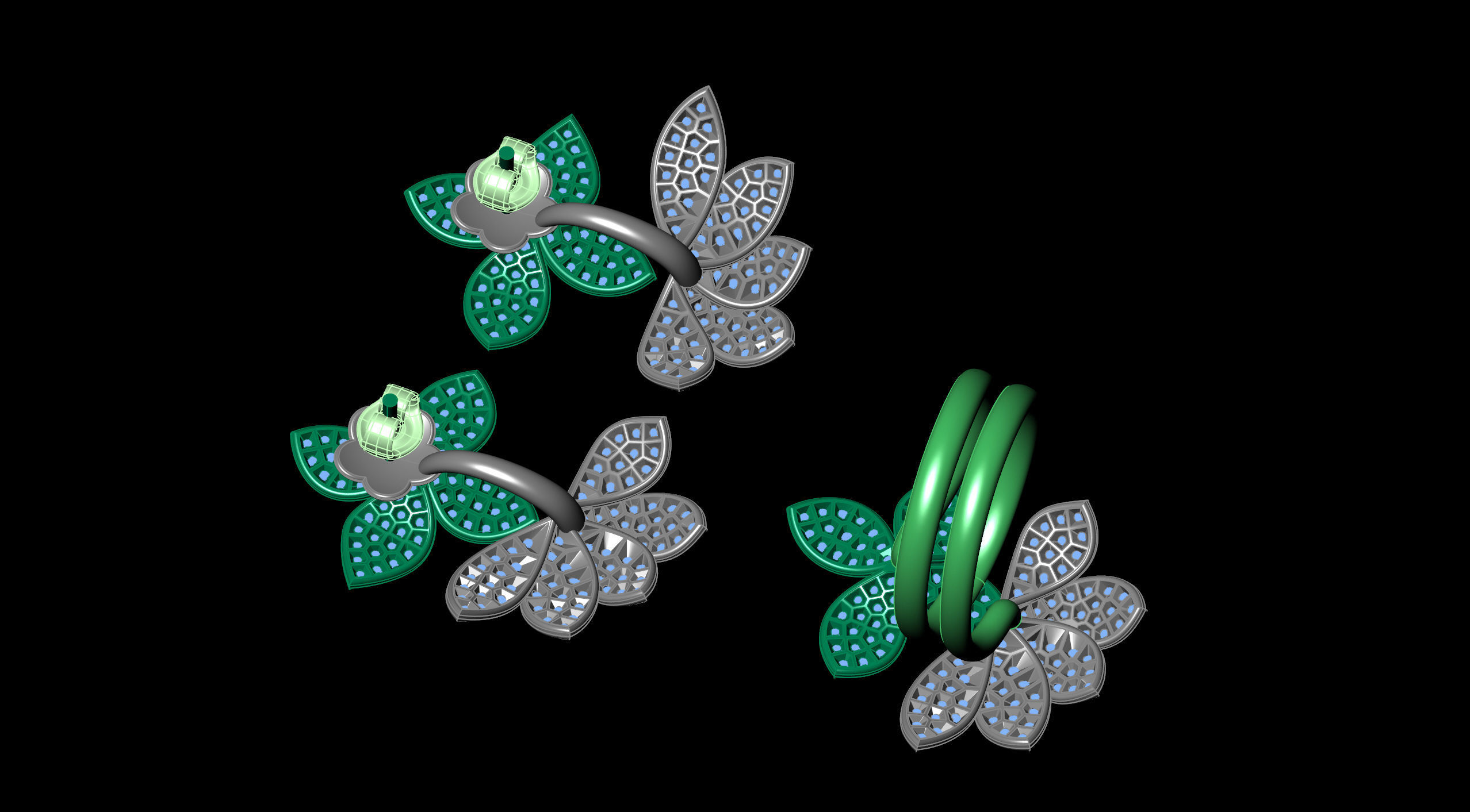 Pasquale Bruni ring and earring 3D print model_27