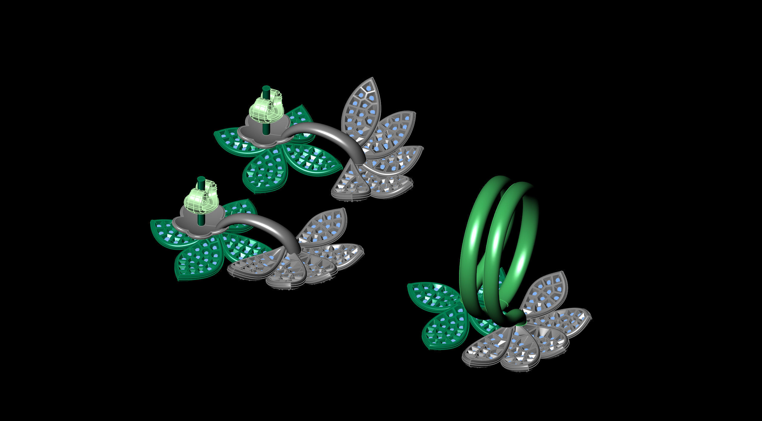 Pasquale Bruni ring and earring 3D print model_28