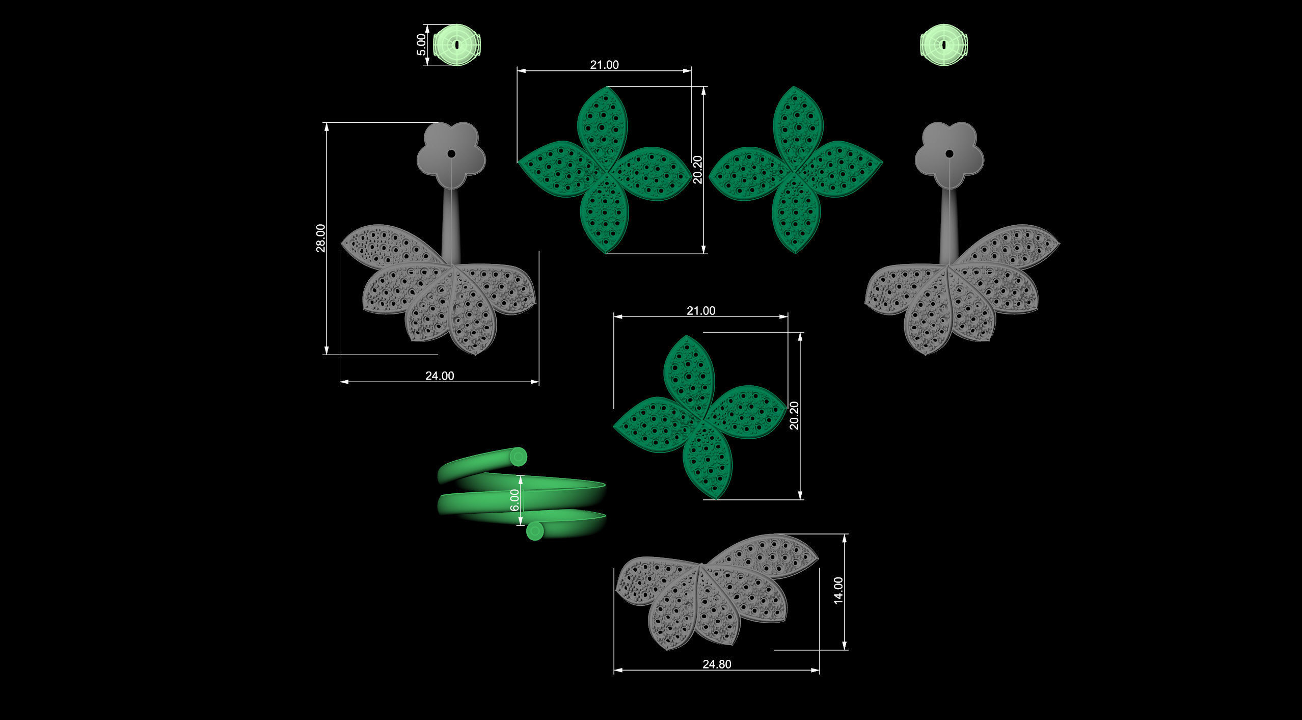 Pasquale Bruni ring and earring 3D print model_2